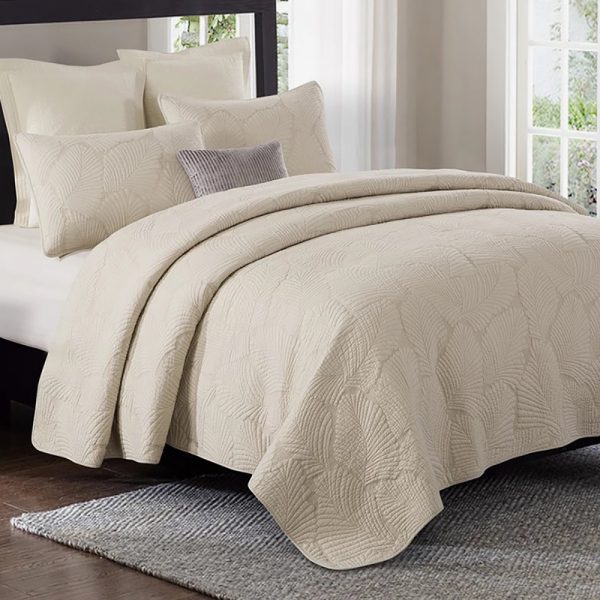 100 Cotton Quilted Bedspread, Cream Bedding Super King Size